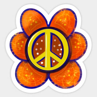 Peace sign in orange flower hippy retro hippie tie dye Sticker